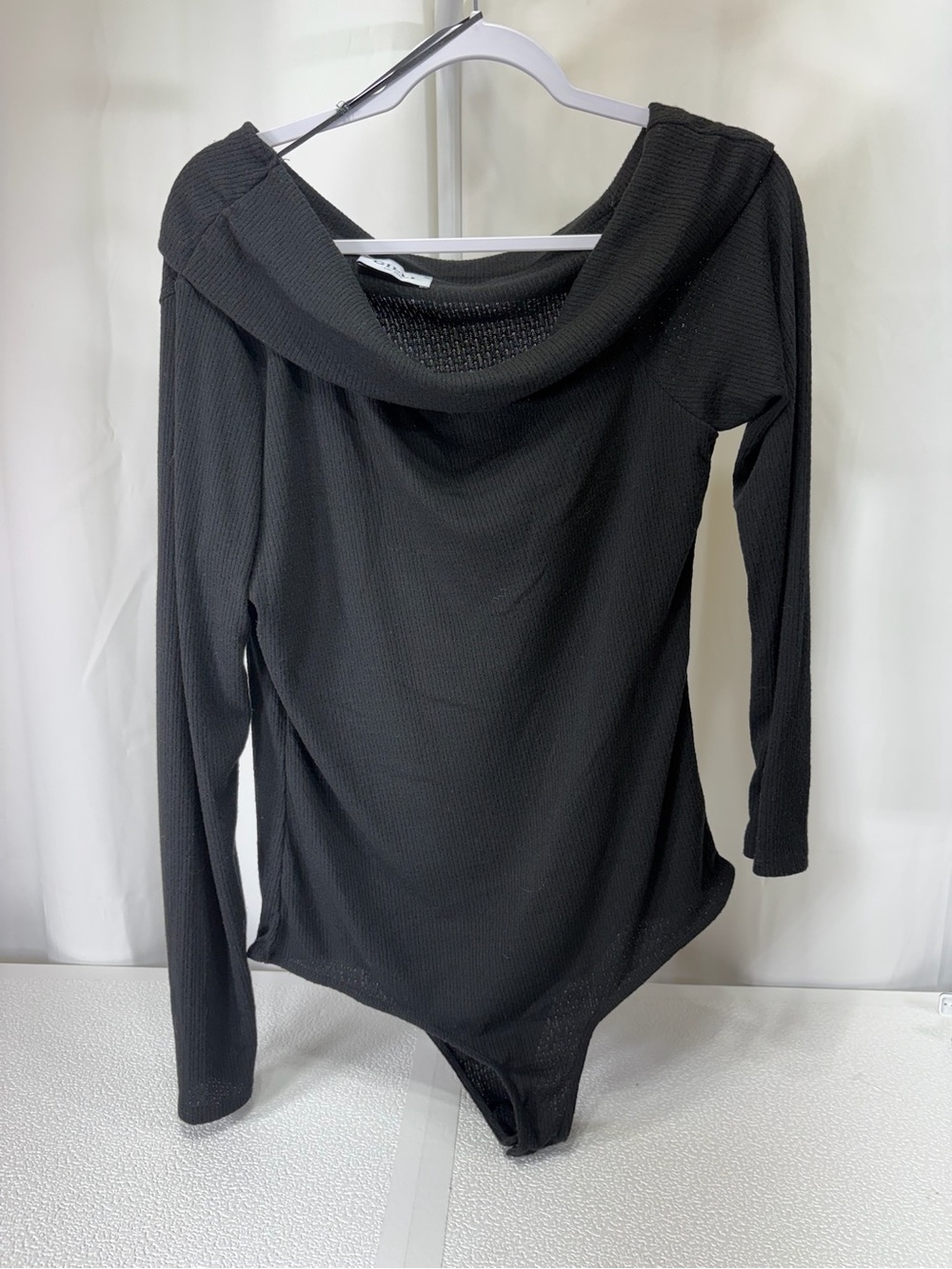 Gilli Black Off-Shoulder Cowl Neck Bodysuit Sweater 3457